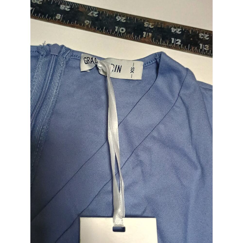Grace Karen Women's Blue V-Neck Long Sleeve Dress NWT - Picture 5 of 7